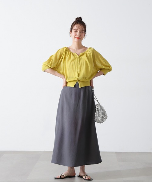 N.（N. Natural Beauty Basic）（エヌエヌナチュラルビューティーベーシック）の「◆麻混ロングスカート（スカート・レディース・グレー/レッド/ベージュ・MEDIUM）」の7枚目の写真