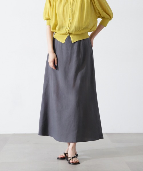 N.（N. Natural Beauty Basic）（エヌエヌナチュラルビューティーベーシック）の「◆麻混ロングスカート（スカート・レディース・グレー/レッド/ベージュ・MEDIUM）」の8枚目の写真