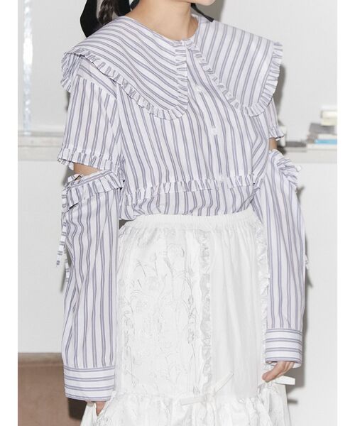 merry jenny(メリージェニー)の「3wayビッグカラーストライプシャツ(シャツ/ブラウス・レディース・ライトブルー/オフホワイト・FREE)」の13枚目の写真