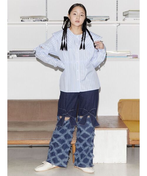 merry jenny(メリージェニー)の「3wayビッグカラーストライプシャツ(シャツ/ブラウス・レディース・ライトブルー/オフホワイト・FREE)」の22枚目の写真