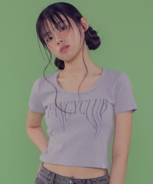 A'GEM/9 × .kom 『 FANCY CLUB/ファンシークラブ』 TYPO BASIC U-NECK TEE/ベーシック Uネック 半袖カットソー