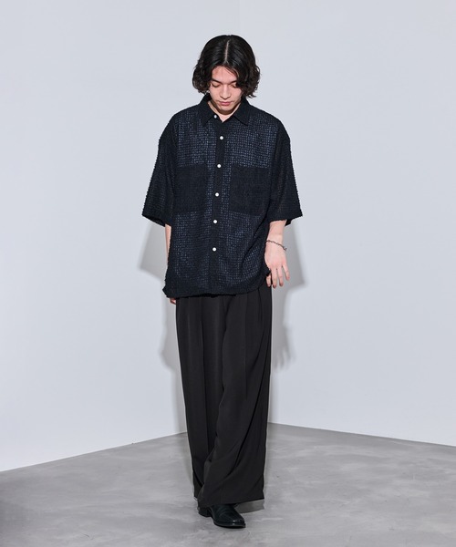 JUNRED（ジュンレッド）の「オーバーサイズシアーシャツ（シャツ/ブラウス・メンズ・ネイビー/ブラック・L/M/S）」の6枚目の写真