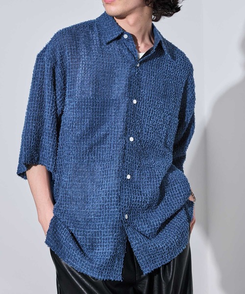 JUNRED（ジュンレッド）の「オーバーサイズシアーシャツ（シャツ/ブラウス・メンズ・ネイビー/ブラック・L/M/S）」の9枚目の写真