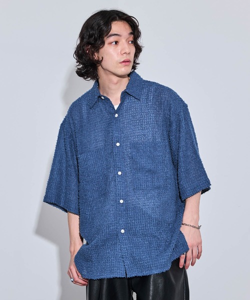 JUNRED（ジュンレッド）の「オーバーサイズシアーシャツ（シャツ/ブラウス・メンズ・ネイビー/ブラック・L/M/S）」の10枚目の写真