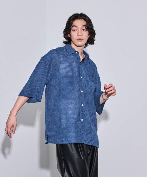 JUNRED（ジュンレッド）の「オーバーサイズシアーシャツ（シャツ/ブラウス・メンズ・ネイビー/ブラック・L/M/S）」の11枚目の写真