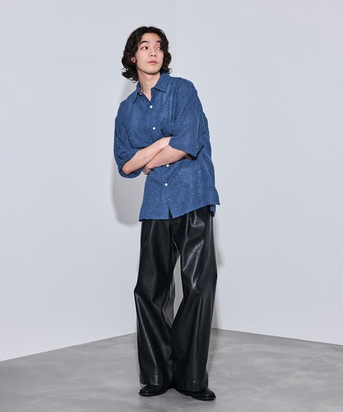 JUNRED（ジュンレッド）の「オーバーサイズシアーシャツ（シャツ/ブラウス・メンズ・ネイビー/ブラック・L/M/S）」の12枚目の写真