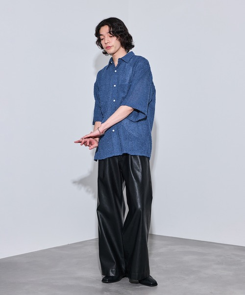 JUNRED（ジュンレッド）の「オーバーサイズシアーシャツ（シャツ/ブラウス・メンズ・ネイビー/ブラック・L/M/S）」の13枚目の写真
