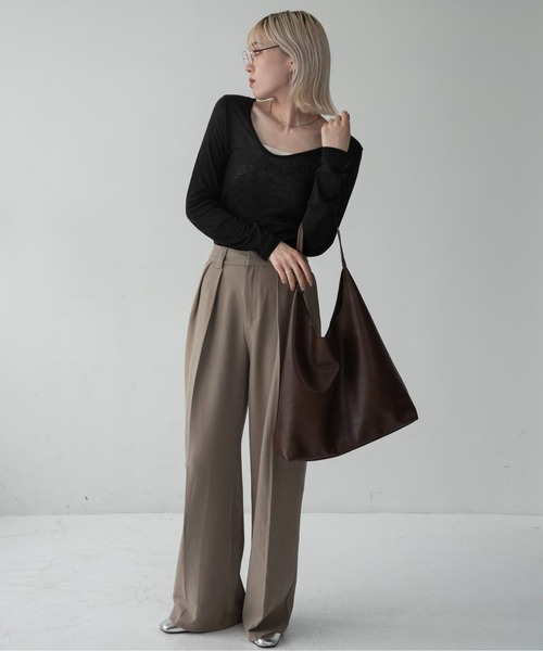 Amiur（エミレ）の「pouch set one handle bag / ポーチセットワンハンドルバッグ（トートバッグ・レディース・ブラウン/ブラック/アイボリー・FREE）」の10枚目の写真