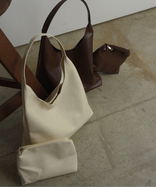 Amiur（エミレ）の「pouch set one handle bag / ポーチセットワンハンドルバッグ（トートバッグ・レディース・ブラウン/ブラック/アイボリー・FREE）」の12枚目の写真