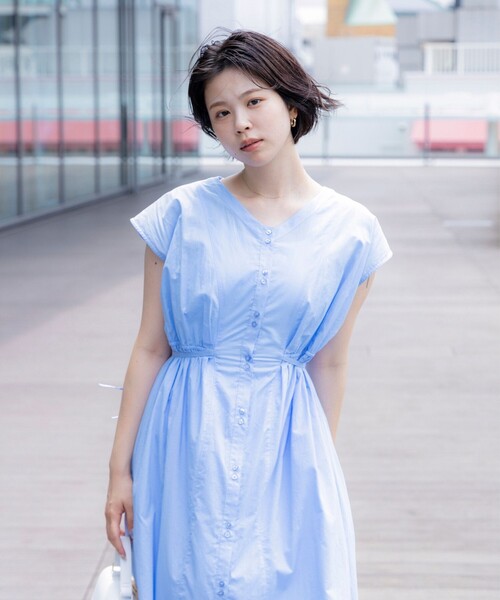 Ray BEAMS(レイビームス)の「Ray BEAMS / ティアード Vネック フレンチスリーブ ワンピース(ワンピース・レディース・ブラック/イエロー系その他2/ブルー系その他2・0/1)」の17枚目の写真