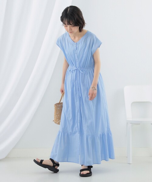 Ray BEAMS(レイビームス)の「Ray BEAMS / ティアード Vネック フレンチスリーブ ワンピース(ワンピース・レディース・ブラック/イエロー系その他2/ブルー系その他2・0/1)」の20枚目の写真