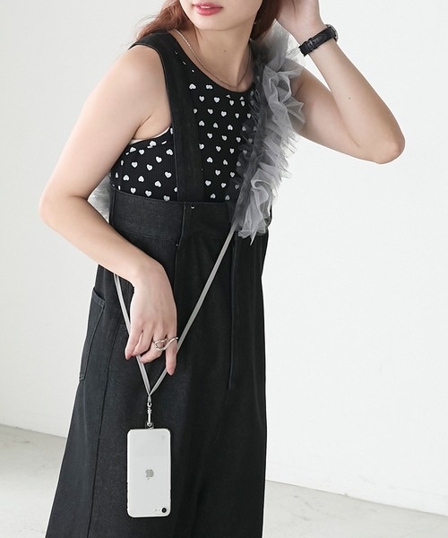 BONLECILL(ボンルシール)の「ショルダーチュールスマホストラップ(スマホグッズ・レディース・ブラック/オフホワイト/グレー・FREE)」の21枚目の写真
