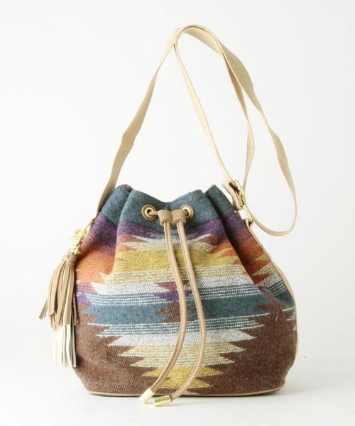 Another Edition（アナザーエディション）の「ネイティブ巾着ショルダー/AE NATIV ｷﾝﾁｬｸ◆（ショルダーバッグ・レディース・オフホワイト/ネイビー・フリー）」の15枚目の写真