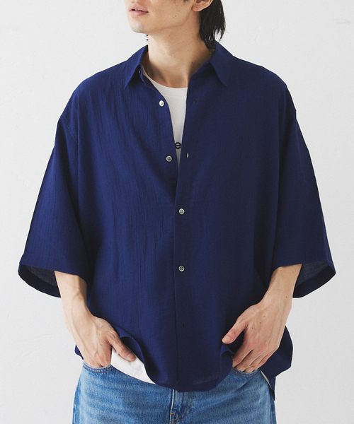 417 EDIFICE（フォーワンセブンエディフィス）の「ナイロンドレープ クレープシャツ（シャツ/ブラウス・メンズ・ブラック/ライトグレー/ネイビー/オレンジ・MEDIUM/LARGE）」の3枚目の写真