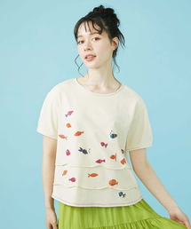 Jocomomola | Acuarela フィッシュモチーフ クルーネックTシャツ(Tシャツ/カットソー)