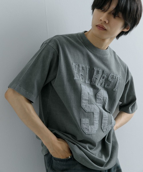 SENSE OF PLACE by URBAN RESEARCH(センスオブプレイスバイアーバンリサーチ)の「フェードナンバリングTシャツ(5分袖)(Tシャツ/カットソー・メンズ・ベージュ/カーキ/ブラック・LARGE/MEDIUM)」の5枚目の写真
