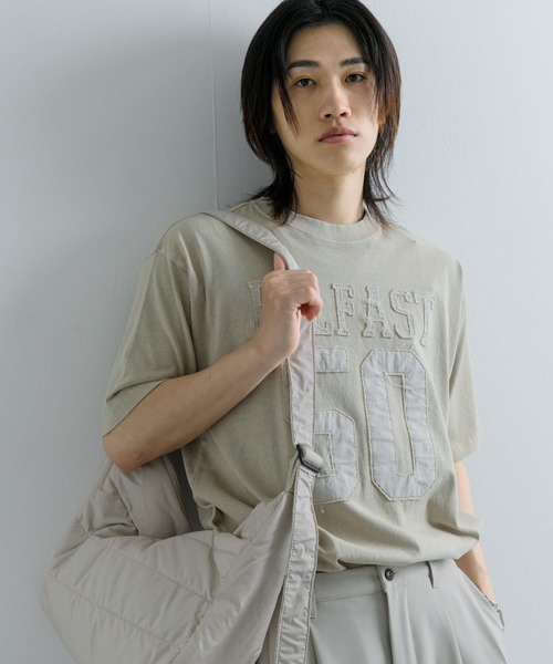SENSE OF PLACE by URBAN RESEARCH(センスオブプレイスバイアーバンリサーチ)の「フェードナンバリングTシャツ(5分袖)(Tシャツ/カットソー・メンズ・ベージュ/カーキ/ブラック・LARGE/MEDIUM)」の4枚目の写真