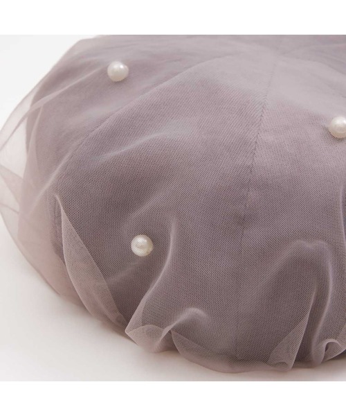 KP DECO（ケーピーデコ）の「チュールベレー(M～L)（ハンチング/ベレー帽・キッズ・アイボリー/グレー・LARGE/MEDIUM）」の5枚目の写真