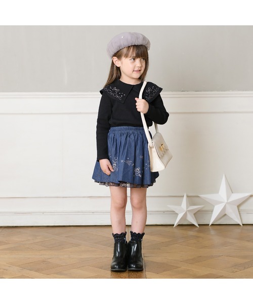 KP DECO（ケーピーデコ）の「チュールベレー(M～L)（ハンチング/ベレー帽・キッズ・アイボリー/グレー・LARGE/MEDIUM）」の7枚目の写真