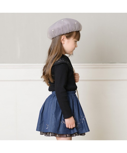 KP DECO（ケーピーデコ）の「チュールベレー(M～L)（ハンチング/ベレー帽・キッズ・アイボリー/グレー・LARGE/MEDIUM）」の9枚目の写真