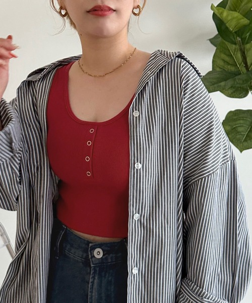 apres jour mignon(アプレジュールミニョン)の「カップ付きヘンリーショートタンク【ZOZOTOWN限定アイテム】(タンクトップ・レディース・ピンク/レッド/ブラック/アイボリー/ナチュラル/ブルー・X-LARGE/フリー)」の6枚目の写真