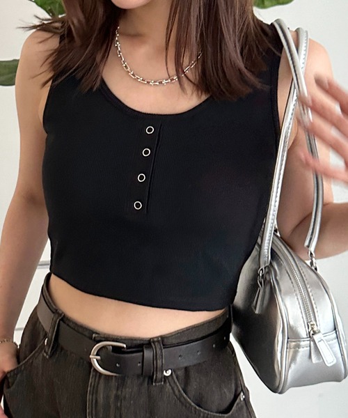 apres jour mignon(アプレジュールミニョン)の「カップ付きヘンリーショートタンク【ZOZOTOWN限定アイテム】(タンクトップ・レディース・ピンク/レッド/ブラック/アイボリー/ナチュラル/ブルー・X-LARGE/フリー)」の15枚目の写真