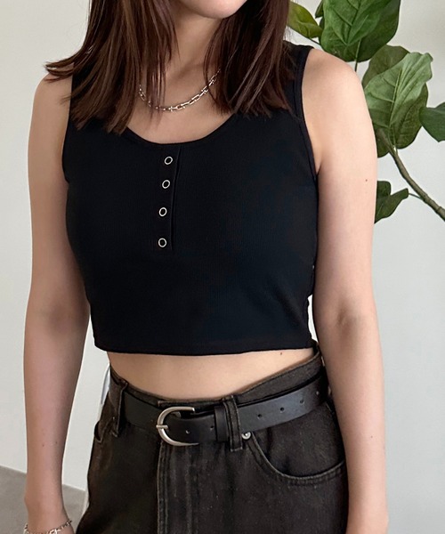 セール】カップ付きヘンリーショートタンク【ZOZOTOWN限定