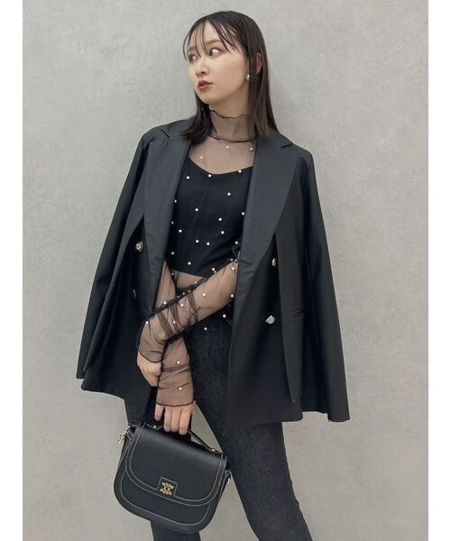 dazzlin（ダズリン）の「ランダムパールチュールシアートップス（Tシャツ/カットソー・レディース・ベージュ/ブラック・FREE）」の12枚目の写真