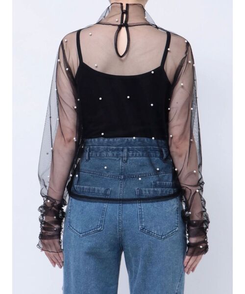 dazzlin（ダズリン）の「ランダムパールチュールシアートップス（Tシャツ/カットソー・レディース・ベージュ/ブラック・FREE）」の18枚目の写真