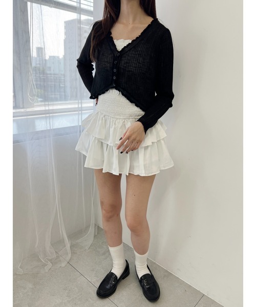 PHILLY（フィリー）の「【PHILLY】ウエストシャーリングミニスカート（スカート・レディース・ブラック/ホワイト・FREE）」の3枚目の写真