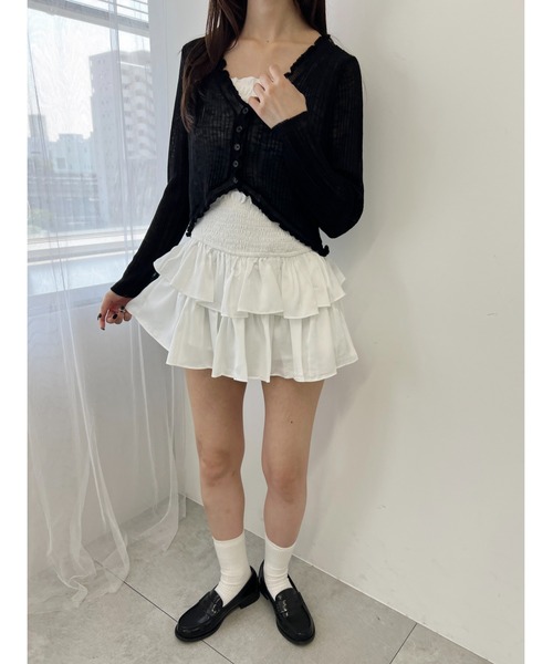 PHILLY（フィリー）の「【PHILLY】ウエストシャーリングミニスカート（スカート・レディース・ブラック/ホワイト・FREE）」の4枚目の写真