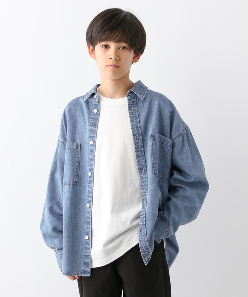 GLOBAL WORK(グローバルワーク)の「デニムシャツ長袖/129697(シャツ/ブラウス・キッズ・ブラック/ライトブルー・130cm/140cm/150cm/160cm/170cm)」の2枚目の写真