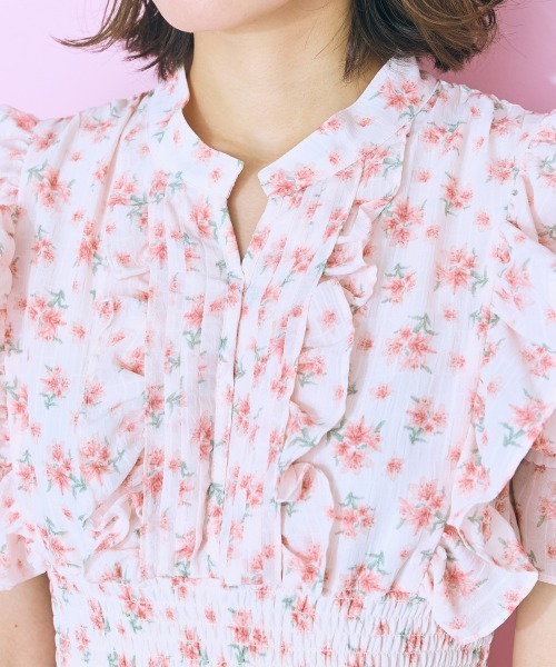 marun(マルン)の「<大きいサイズ> フリルデザインフラワープリントワンピース marun(ワンピース・レディース・パープル系/ピンク系・5L/4L/3L/LL/L)」の21枚目の写真