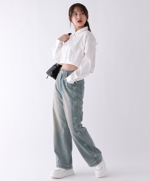 repipi armario（レピピ アルマリオ）の「リボンショートシャツ（シャツ/ブラウス・キッズ・ブラック/ホワイト/サックスブルー・LARGE/MEDIUM）」の13枚目の写真