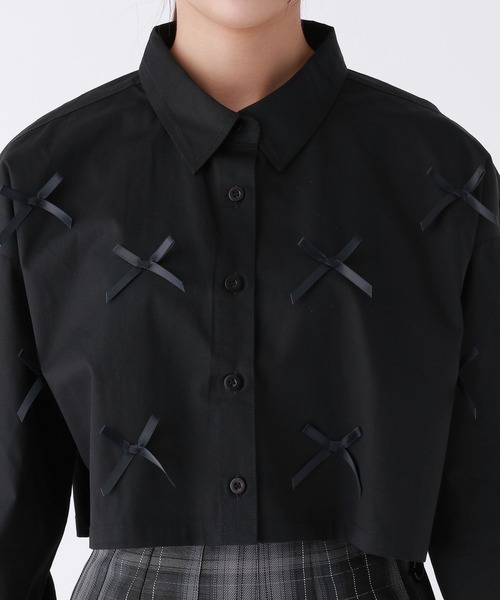 repipi armario（レピピ アルマリオ）の「リボンショートシャツ（シャツ/ブラウス・キッズ・ブラック/ホワイト/サックスブルー・LARGE/MEDIUM）」の18枚目の写真