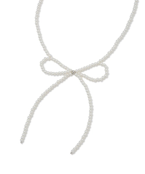 ROPE' PICNIC（ロペピクニック）の「ビーズリボンネックレス（ネックレス・レディース・キナリ/ブラック・FREE）」の4枚目の写真