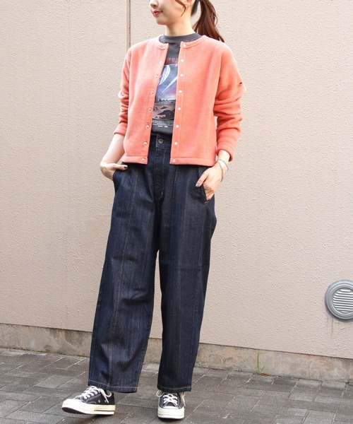 ORCIVAL/オーシバル フリース クルーネックカーディガン FLEECE