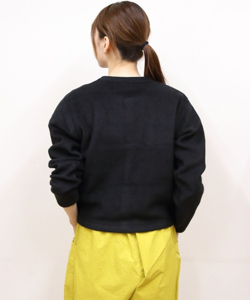 ORCIVAL　オーシバル　フリース　クルーネック　カーディガン　ブラック　2 ORCIVAL/オーシバル フリース クルーネックカーディガン FLEECE