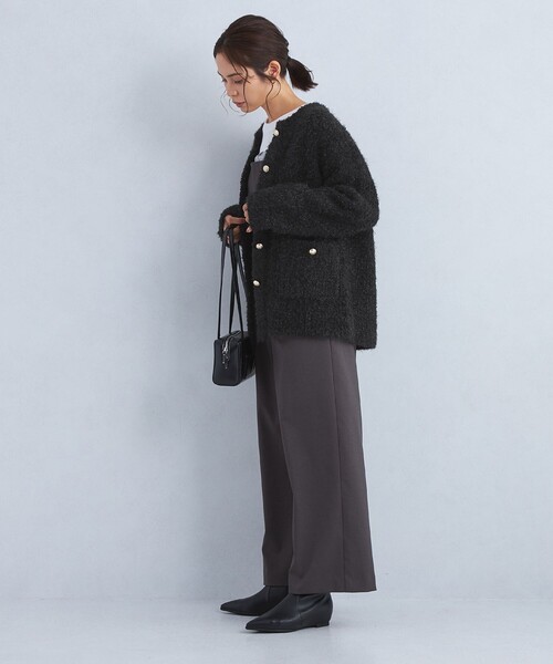 green label relaxing(グリーンレーベルリラクシング)の「ツイード ニット カーディガン(カーディガン/ボレロ・レディース・オフホワイト/ブラック/ライトブルー・FREE)」の12枚目の写真