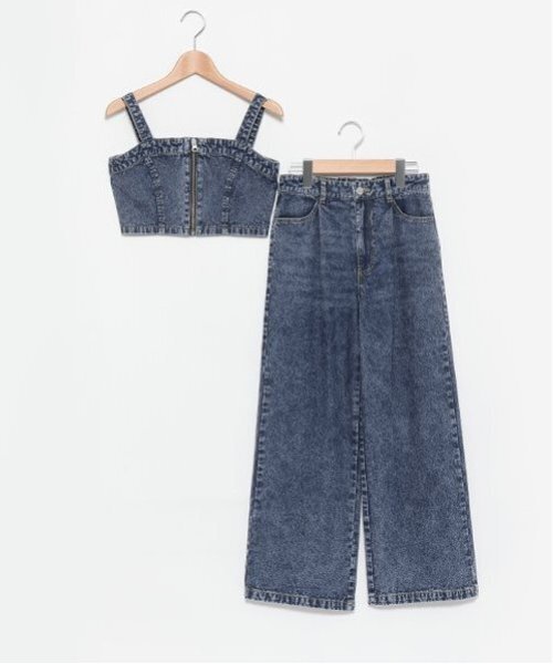 セール】【LTXC】デニムビスチェセットアップ（シャツワンピース