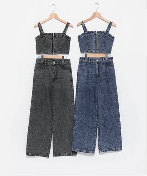 Denimビスチェストレートワンピース Denimビスチェストレートワンピース