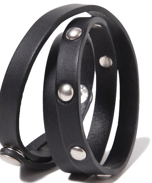 hobo(ホーボー)の「【hobo / ホーボー】STUDDED WRAP BRACELET COW LEATHER(ブレスレット・メンズ・キャメル/ブラック・FREE)」の7枚目の写真