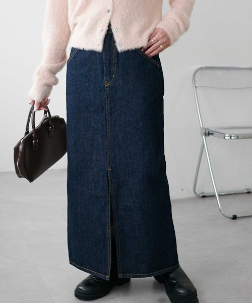 DISCOAT（ディスコート）の「USコットンデニムナロースカート（スカート・レディース・ネイビー/サックスブルー/ブラック・LARGE/MEDIUM/SMALL）」の4枚目の写真