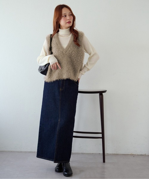 DISCOAT（ディスコート）の「USコットンデニムナロースカート（スカート・レディース・ネイビー/サックスブルー/ブラック・LARGE/MEDIUM/SMALL）」の8枚目の写真