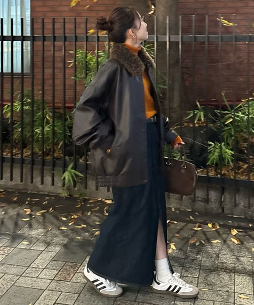 DISCOAT（ディスコート）の「USコットンデニムナロースカート（スカート・レディース・ネイビー/サックスブルー/ブラック・LARGE/MEDIUM/SMALL）」の14枚目の写真