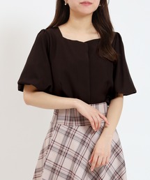 ハートネックバルーンスリーブブラウス