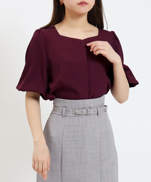 ASTORIA ODIER（アストリアオディール）の「ハートネックバルーンスリーブブラウス（シャツ/ブラウス・レディース・ワイン/ホワイト/ブラウン/マスタード・MEDIUM）」の4枚目の写真
