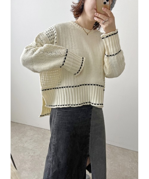 ステッチレース編みケーブルニット Palm Riche│Eimee Law & LHELBIE