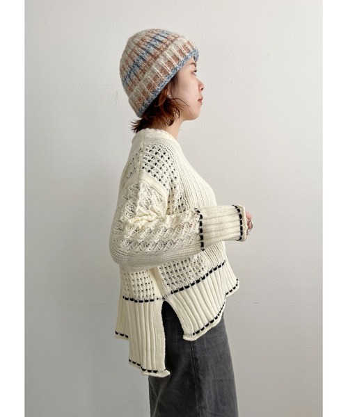todayful｜アイボリー ケーブルニットセーター 長袖 オーバーサイズ todayful｜アイボリー ケーブルニットセーター 長袖 オーバーサイズ