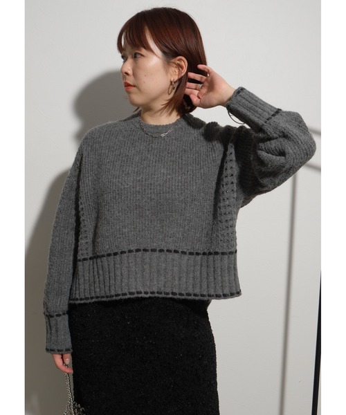 Balenciaga リブ編みセーター グレー/ブラック Balenciaga リブ編みセーター グレー/ブラック